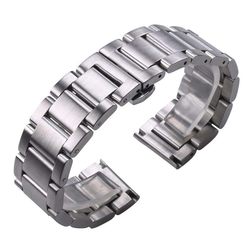 18mm 20mm 21mm 22mm 23mm 24mm Silver Stainless Steel Bracelet