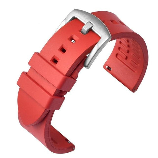 19mm 20mm 21mm 22mm 24mm Orange / Red / Blue / Green / Brown / Black Rubber Watch Strap with Quick Release Pin [W174]
