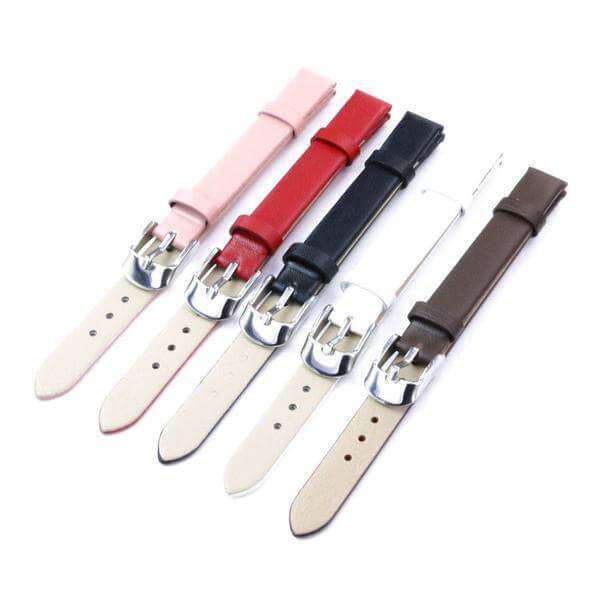 10mm White / Red / Pink / Brown / Black Leather Watch Strap [W102]