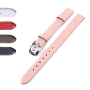 Pink 10mm White / Red / Pink / Brown / Black Leather Watch Strap [W102]