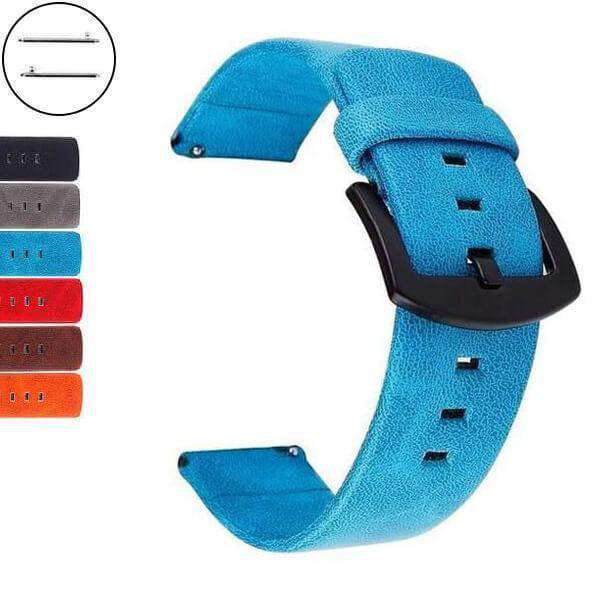 Light Sea Green 18mm 20mm 22mm 24mm Orange / Red / Blue / Brown / Grey / Black Leather Watch Strap with Quick Release Pin [W138]
