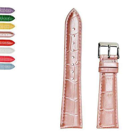 Rosy Brown 12mm 14mm 16mm 17mm 18mm 19mm 20mm 22mm White / Yellow / Red / Pink / Blue / Purple / Green Leather Watch Strap [W003]