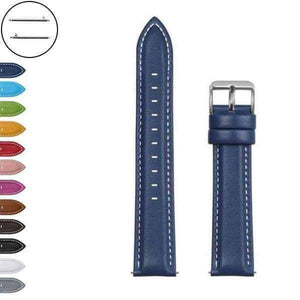 Dark Slate Blue 18mm 20mm 22mm 24mm White / Yellow / Red / Pink / Blue / Green / Brown / Grey / Black Leather Watch Strap with Quick Release Pin [W070]