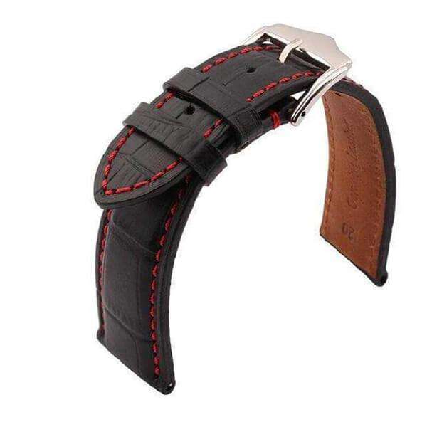 Black 18mm 19mm 20mm 21mm 22mm 23mm 24mm Black Leather Watch Strap [W150]