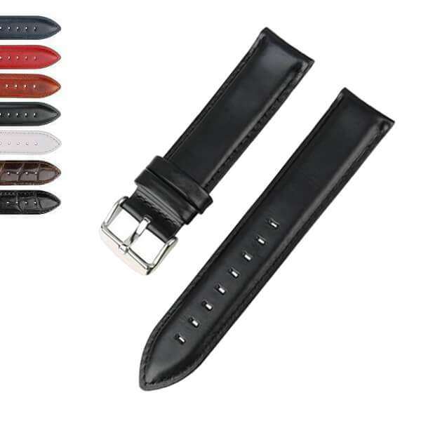 Dark Slate Gray 17mm 18mm 19mm 20mm White / Red / Blue / Brown / Black Leather Watch Straps with Silver / Rose Gold Buckle [W144]