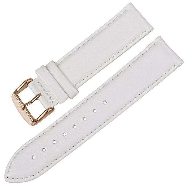 12mm 13mm 14mm 16mm White / Red / Blue / Brown / Black Leather Watch Straps with Silver / Rose Gold Buckle [W144]