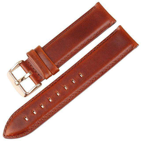 12mm 13mm 14mm 16mm White / Red / Blue / Brown / Black Leather Watch Straps with Silver / Rose Gold Buckle [W144]