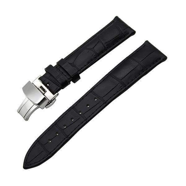 12mm 14mm 16mm 17mm 18mm White / Red / Pink / Blue / Green / Purple / Brown / Grey / Black Leather Watch Strap with Deployant Clasp [W043]