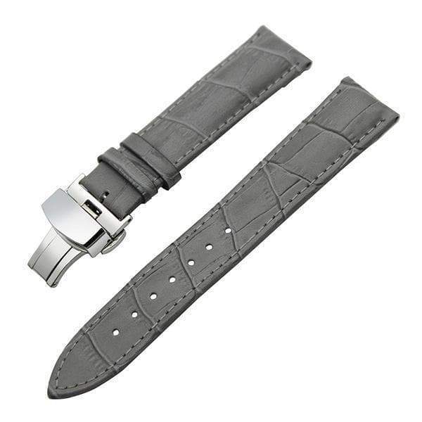 12mm 14mm 16mm 17mm 18mm White / Red / Pink / Blue / Green / Purple / Brown / Grey / Black Leather Watch Strap with Deployant Clasp [W043]