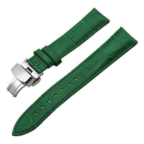 12mm 14mm 16mm 17mm 18mm White / Red / Pink / Blue / Green / Purple / Brown / Grey / Black Leather Watch Strap with Deployant Clasp [W043]