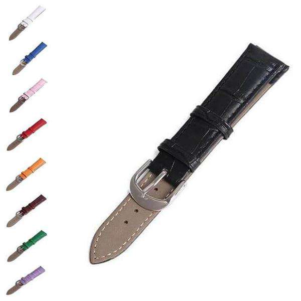 Black 12mm 14mm 16mm 18mm 19mm 20mm 22mm White / Orange / Red / Pink / Blue / Purple / Green / Brown / Black Leather Watch Strap [W050]
