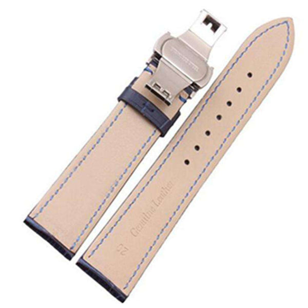 12mm 14mm 16mm 18mm 20mm 22mm Blue Leather Watch Strap with Deployant Clasp [W046]