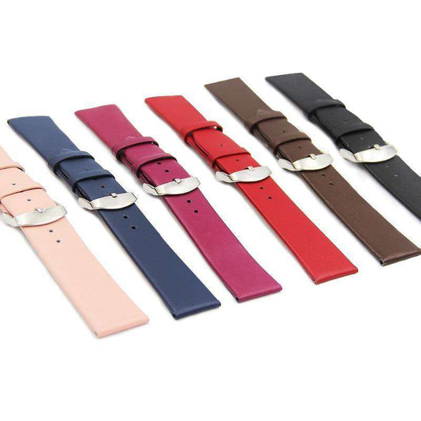 12mm 14mm 16mm 18mm 20mm 22mm White / Red / Pink / Blue / Purple / Brown / Black Leather Watch Strap [W020]