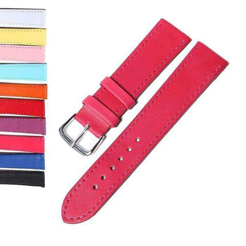 Maroon 12mm 14mm 16mm 18mm 20mm White / Yellow / Orange / Red / Pink / Blue / Purple / Black Leather Watch Strap [W164]