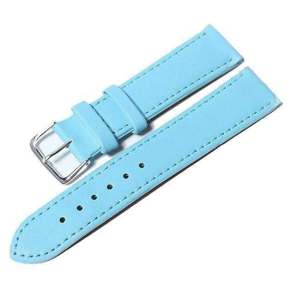 12mm 14mm 16mm 18mm 20mm White / Yellow / Orange / Red / Pink / Blue / Purple / Black Leather Watch Strap [W164]