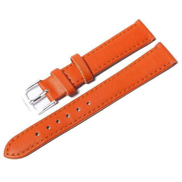 12mm 14mm 16mm 18mm 20mm White / Yellow / Orange / Red / Pink / Blue / Purple / Black Leather Watch Strap [W164]