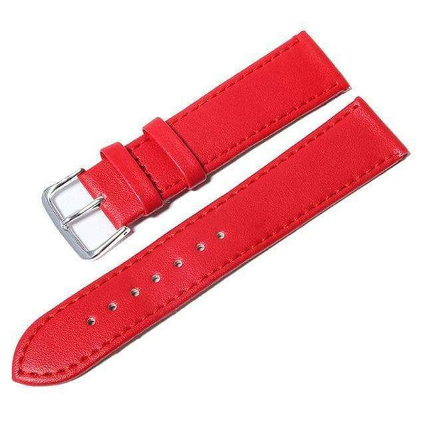 12mm 14mm 16mm 18mm 20mm White / Yellow / Orange / Red / Pink / Blue / Purple / Black Leather Watch Strap [W164]