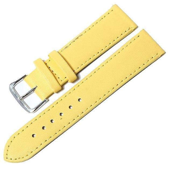 12mm 14mm 16mm 18mm 20mm White / Yellow / Orange / Red / Pink / Blue / Purple / Black Leather Watch Strap [W164]