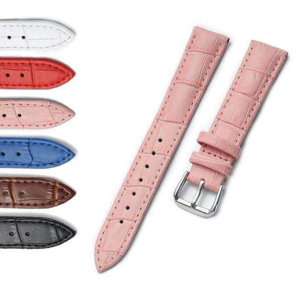 Light Pink 14mm 15mm 16mm 17mm 18mm 19mm 20mm 22mm White / Red / Pink / Blue / Brown / Black Leather Watch Strap [W061]