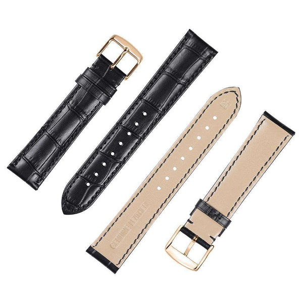 14mm 16mm 18mm 19mm 20mm 21mm 22mm 24mm Orange / Red / Blue / Beige / Brown / Black Leather Watch Strap with Rose Gold Buckle [W035]