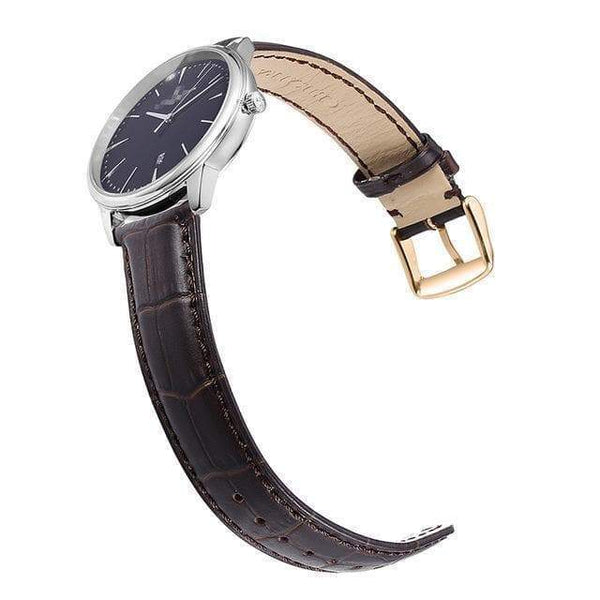 14mm 16mm 18mm 19mm 20mm 21mm 22mm 24mm Orange / Red / Blue / Beige / Brown / Black Leather Watch Strap with Rose Gold Buckle [W035]