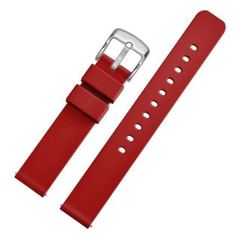 14mm 18mm 20mm 22mm Red / Pink / Blue / Grey / Black Rubber Watch Strap with Quick Release Pin [W019]