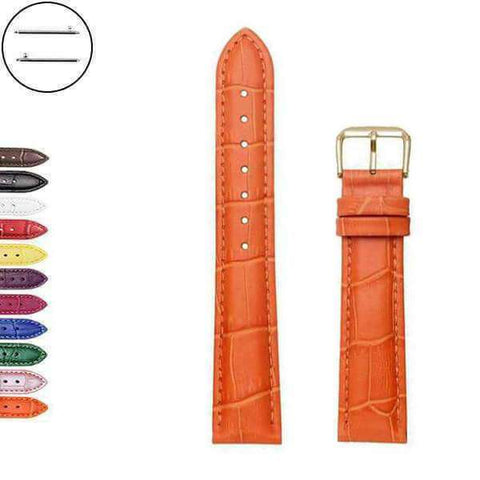 Chocolate 12mm 13mm 14mm 15mm 16mm 17mm Yellow / Orange / Red / Pink / Purple / Green / Brown / Black Leather Watch Strap with Quick Release Pin [W058]