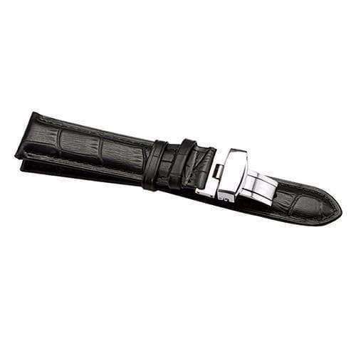 Black 16mm 18mm 19mm 20mm 21mm 22mm 24mm Brown / Black Leather Watch Strap with Foldable Clasp [W151]