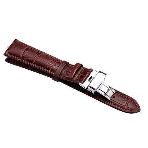 Saddle Brown 16mm 18mm 19mm 20mm 21mm 22mm 24mm Brown / Black Leather Watch Strap with Foldable Clasp [W151]