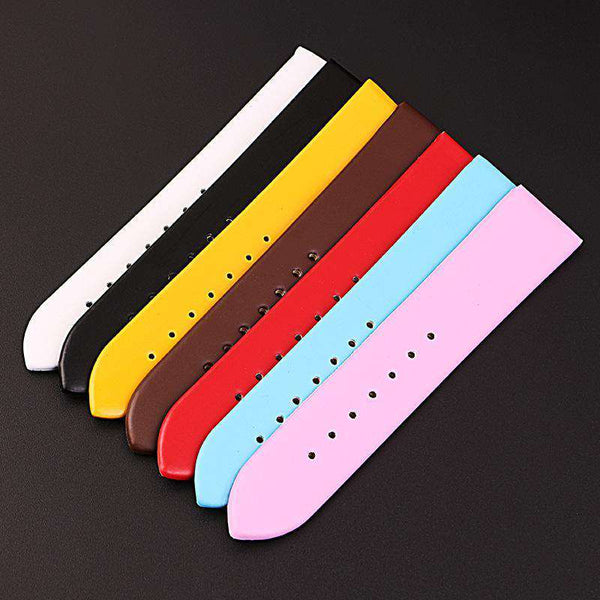 16mm 20mm White / Yellow / Red / Pink / Blue / Brown / Black Leather Watch Strap [W092]