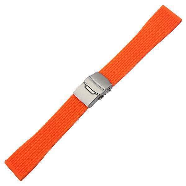 18mm 19mm 20mm 21mm 22mm 23mm 24mm Orange / Red / Blue / Black Rubber Watch Strap with Quick Release Pin [W165]