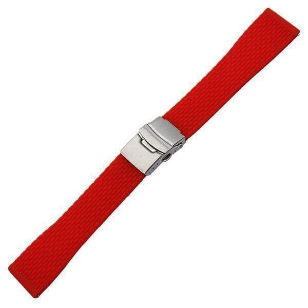 18mm 19mm 20mm 21mm 22mm 23mm 24mm Orange / Red / Blue / Black Rubber Watch Strap with Quick Release Pin [W165]