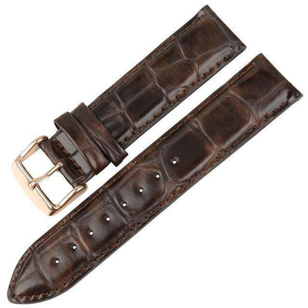 17mm 18mm 19mm 20mm White / Red / Blue / Brown / Black Leather Watch Straps with Silver / Rose Gold Buckle [W144]