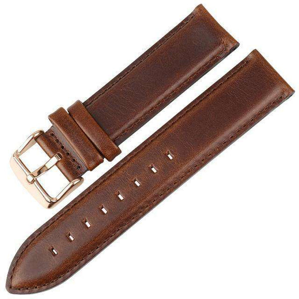 17mm 18mm 19mm 20mm White / Red / Blue / Brown / Black Leather Watch Straps with Silver / Rose Gold Buckle [W144]