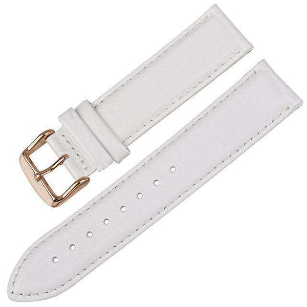 17mm 18mm 19mm 20mm White / Red / Blue / Brown / Black Leather Watch Straps with Silver / Rose Gold Buckle [W144]