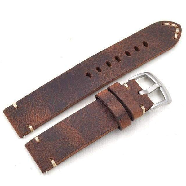 18mm 19mm 20mm 21mm 22mm Green / Brown / Black Leather Watch Strap [W083]