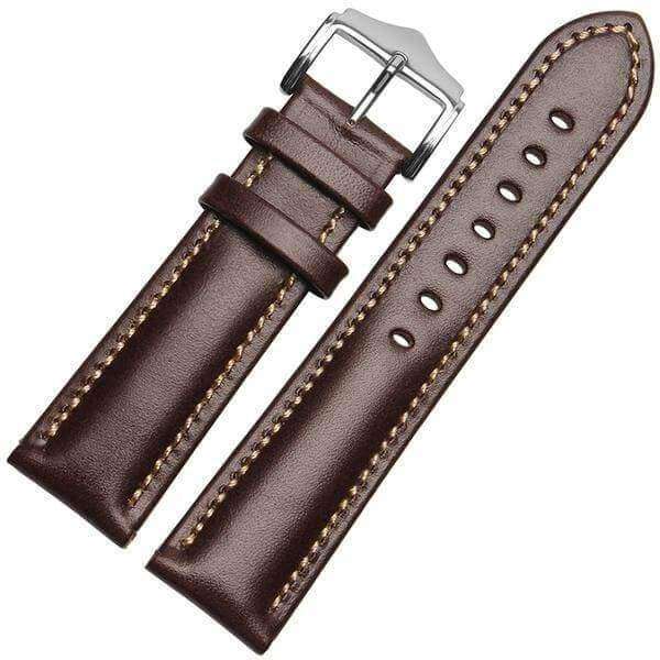 Dim Gray 18mm 20mm 21mm 22mm Orange / Red / Blue / Green / Brown / Black Leather Watch Strap [W016]