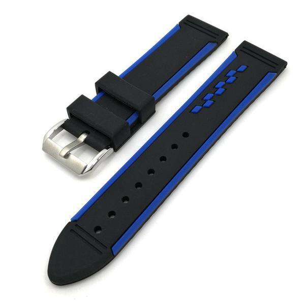 18mm 20mm 22mm 24mm Black Rubber Watch Strap [W126]