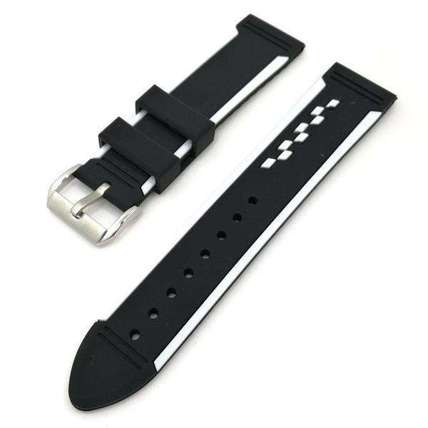 18mm 20mm 22mm 24mm Black Rubber Watch Strap [W126]