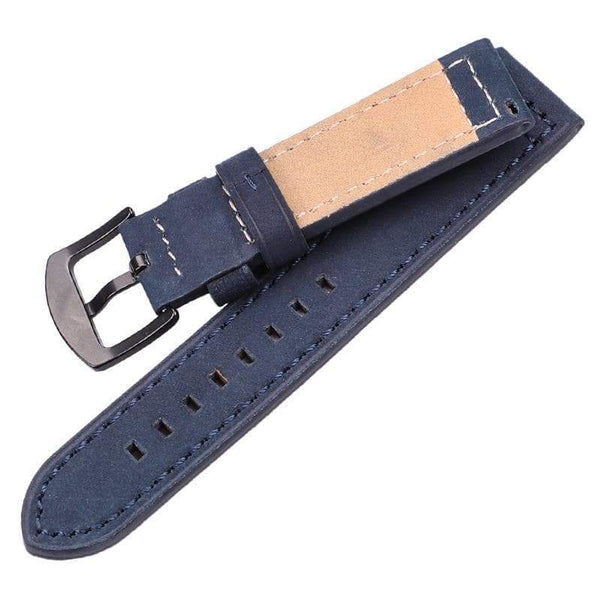 18mm 20mm 22mm 24mm Blue / Brown / Grey / Black Leather Watch Strap with Quick Release Pin [W067]