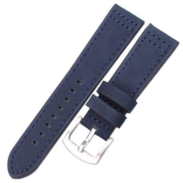 18mm 20mm 22mm 24mm Blue / Brown / Grey / Black Leather Watch Strap with Quick Release Pin [W067]