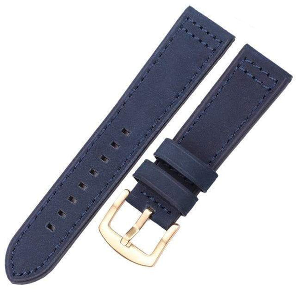 18mm 20mm 22mm 24mm Blue / Brown / Grey / Black Leather Watch Strap with Quick Release Pin [W067]