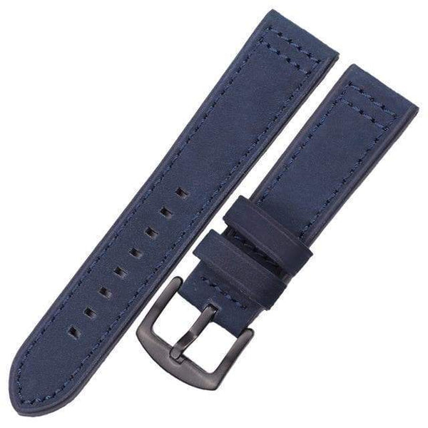 18mm 20mm 22mm 24mm Blue / Brown / Grey / Black Leather Watch Strap with Quick Release Pin [W067]