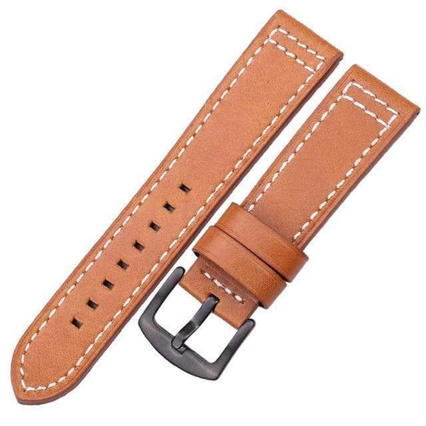 18mm 20mm 22mm 24mm Blue / Brown / Grey / Black Leather Watch Strap with Quick Release Pin [W067]