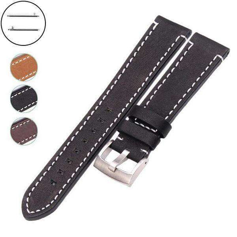 Dark Slate Gray 18mm 20mm 22mm 24mm Brown / Black Leather Watch Strap with Quick Release Pin [W114]