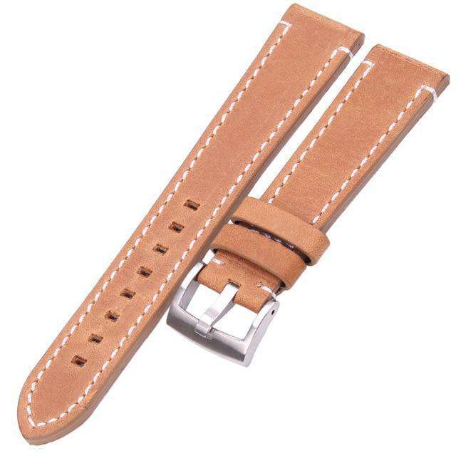 18mm 20mm 22mm 24mm Brown / Black Leather Watch Strap with Quick Release Pin [W114]