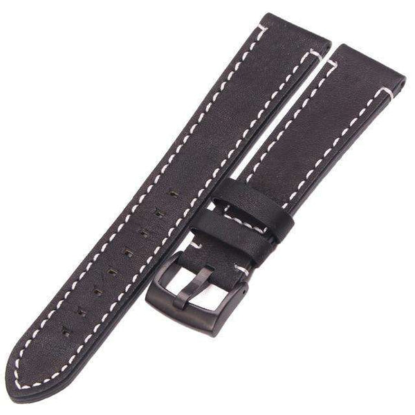 18mm 20mm 22mm 24mm Brown / Black Leather Watch Strap with Quick Release Pin [W114]