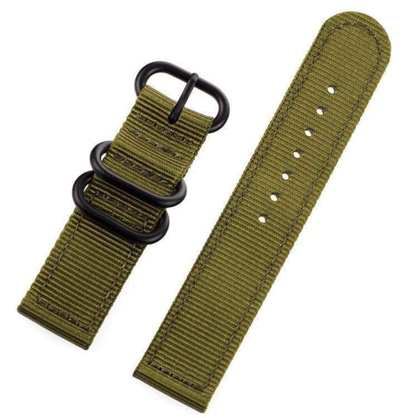 18mm 20mm 22mm 24mm Green / Black Nylon Watch Strap [W054]