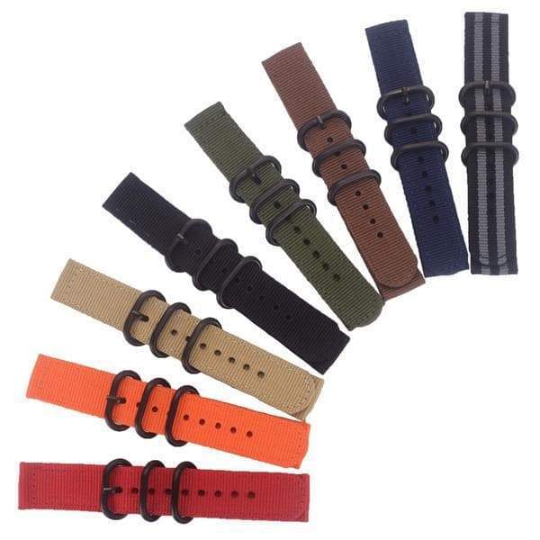 18mm 20mm 22mm 24mm Orange / Red / Blue / Green / Brown / Black Nylon NATO Watch Strap with Silver / Black Buckle [W080]