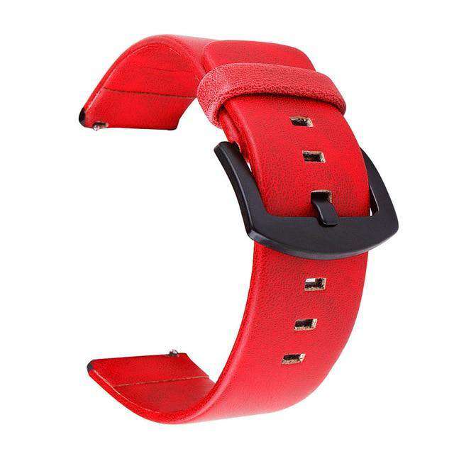 18mm 20mm 22mm 24mm Orange / Red / Blue / Brown / Grey / Black Leather Watch Strap with Quick Release Pin [W138]